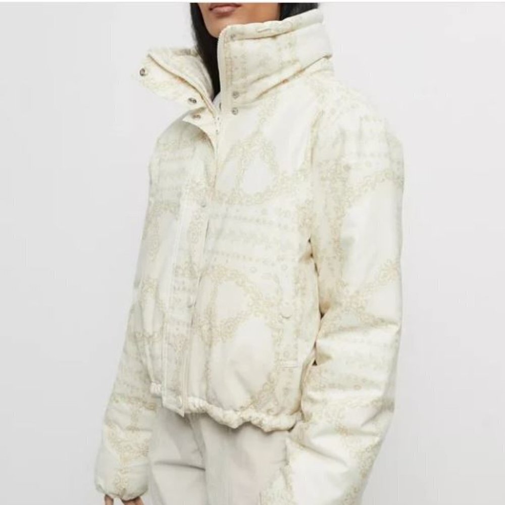 Urban Outfitters BDG Ivory Linen Printed Isla Cropped Puffer XS - Picture 3 of 16